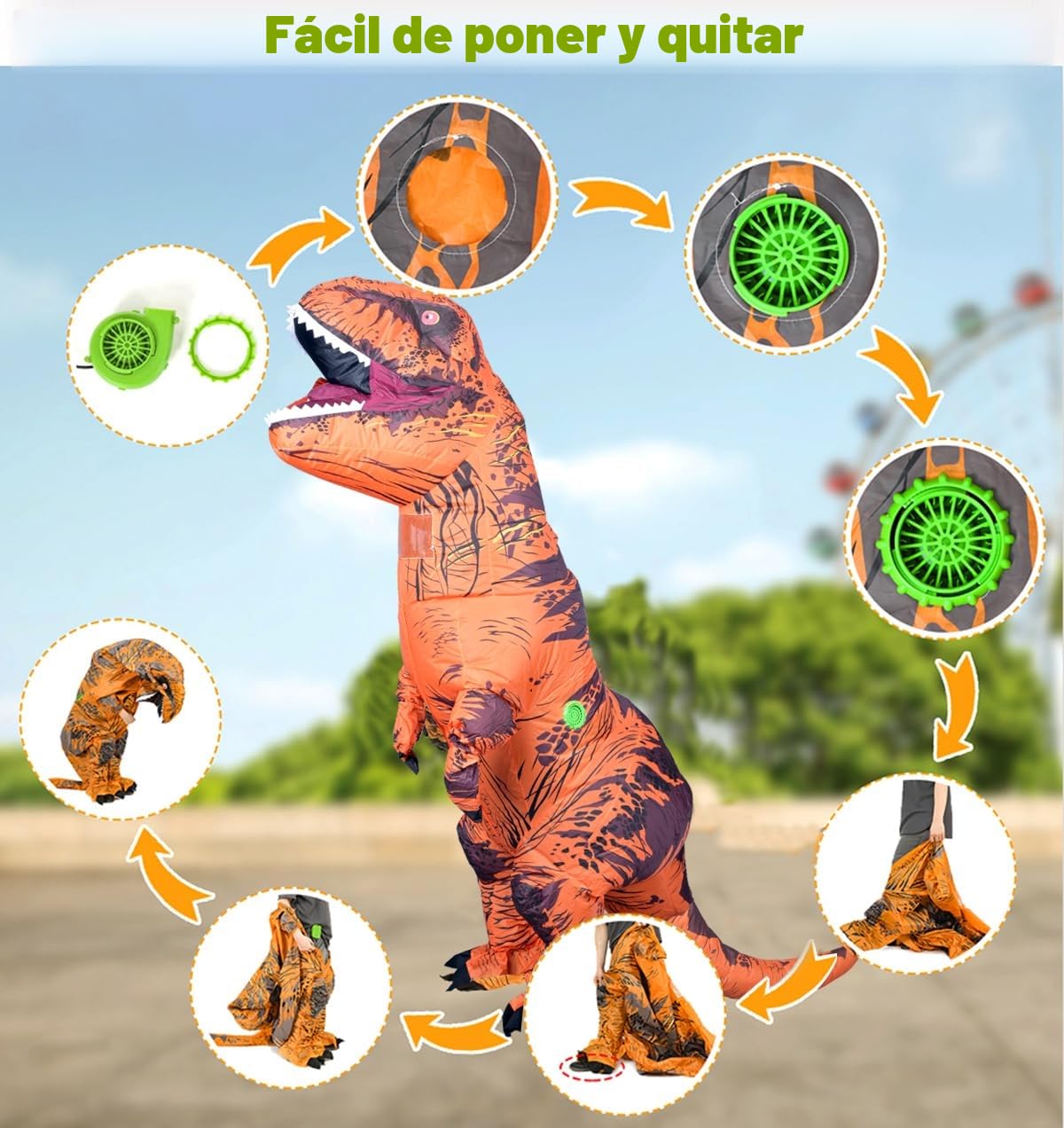 Disfraz inflable de dinosaurio para adultos, disfraz de dinosaurio T-Rex para adultos, divertido cosplay de Halloween
