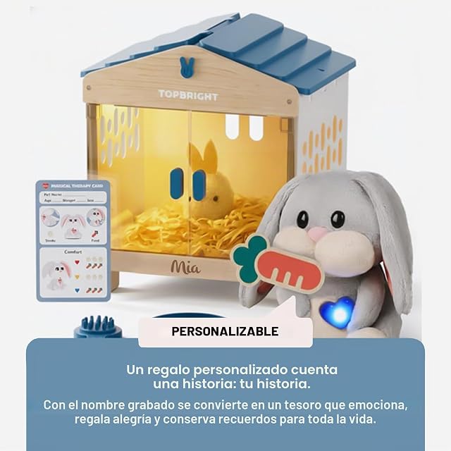 Foto 4 de 5 de Mainely Personalizable Peluche Interactivo Conejo Mummy Bunny–corazón LED, Luces y Sonidos–con Accesorios…