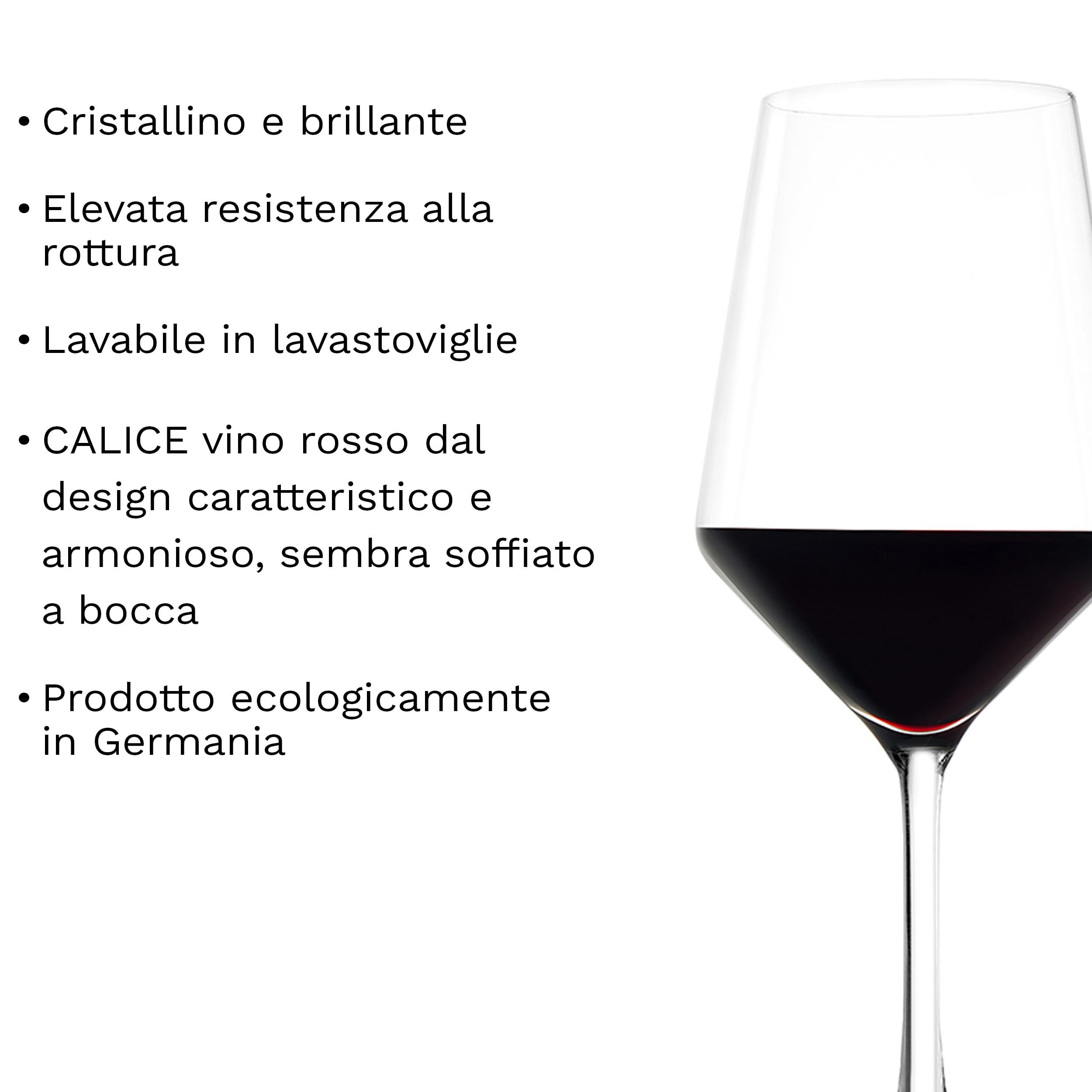 Stölzle Lausitz Bicchieri da Vino Rosso Revolution Set di 6, 490 ml – Calici in Cristallo di Alta Qualità per Vini Rossi – Lavabili in Lavastoviglie e Resistenti agli Urti
