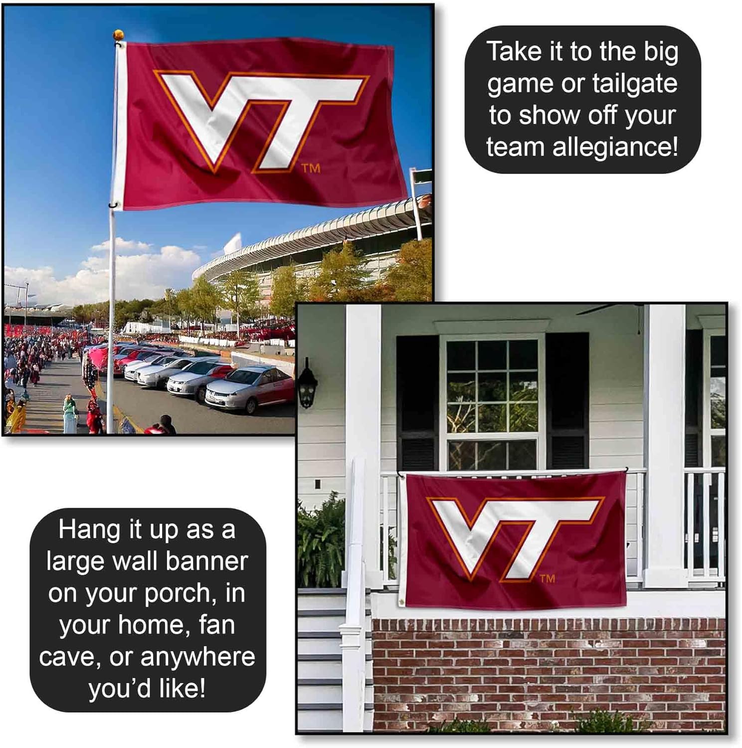 College Flags & Banners Co. VA Tech Hokies Maroon VT Flag