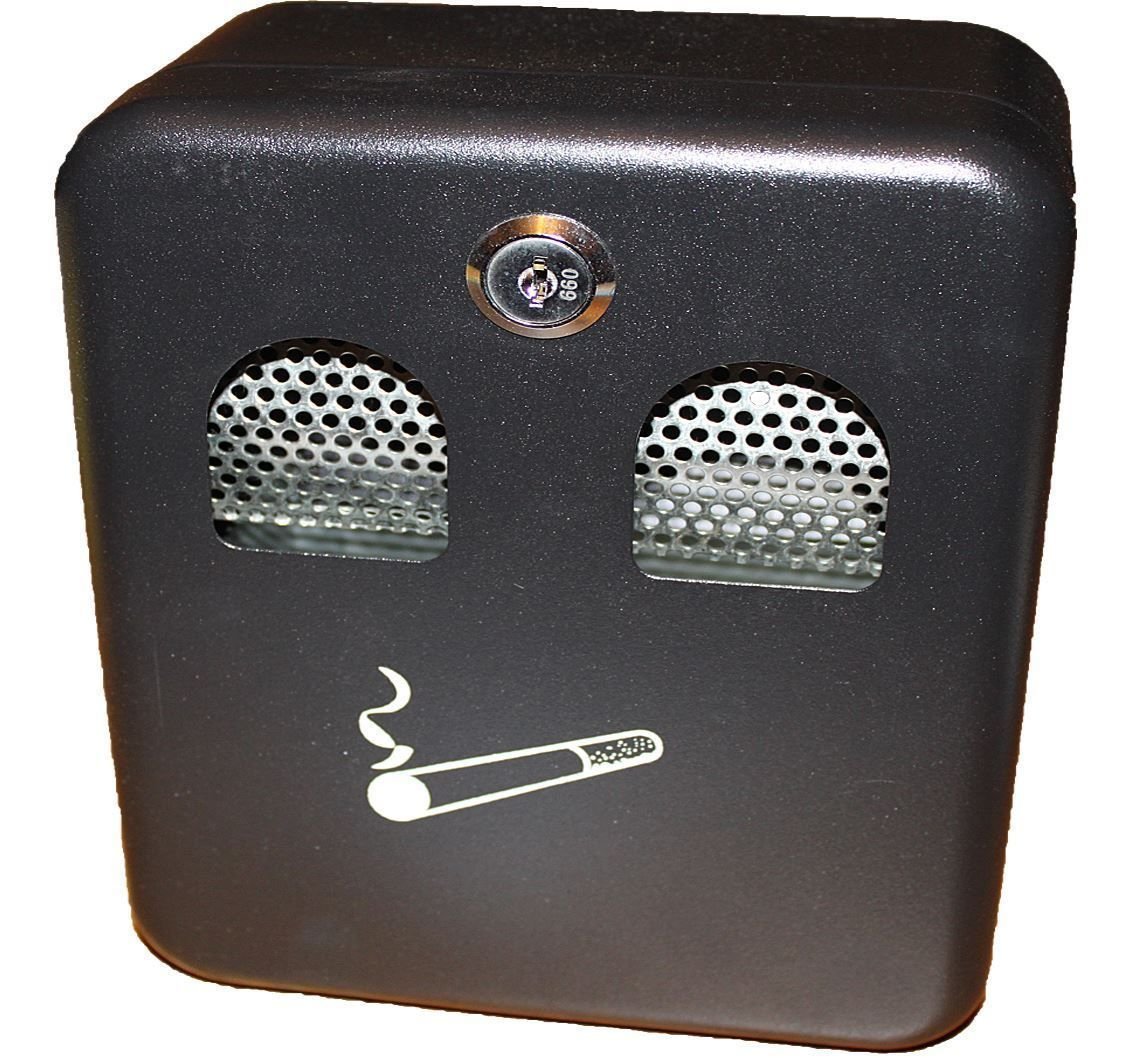 Wall Mounted Lockable Outdoor Ashtray Metal Coated Cigarette Ash Bin with Lock