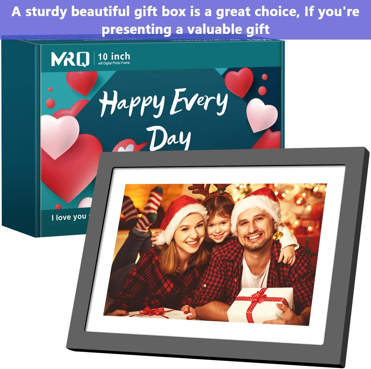 Limited Discount MRQ 10 inch WIFI Digital Photo Frame with 1280x800 IPS Touch Screen 16GB Storage No Monthly Fee, Digital Photo Frame Share Photos via App, Email, Display Photos, Music, Video