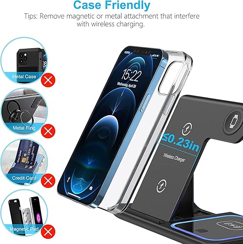 Miniatura 3 de Cargador inalámbrico, estación de carga inalámbrica 3 en 1, soporte de cargador inalámbrico rápido para iPhone 14131211ProMaxXSXRX8Plus, para Ultra