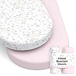 Baby Bassinet Sheets for Boy, Girl (Unicorn Blossom) 2-Pack - Fitted Bedside Bassinet Sheets - Buttery Soft Cotton Blend for Standard Mattress Pad - Compatible with Halo BassiNest