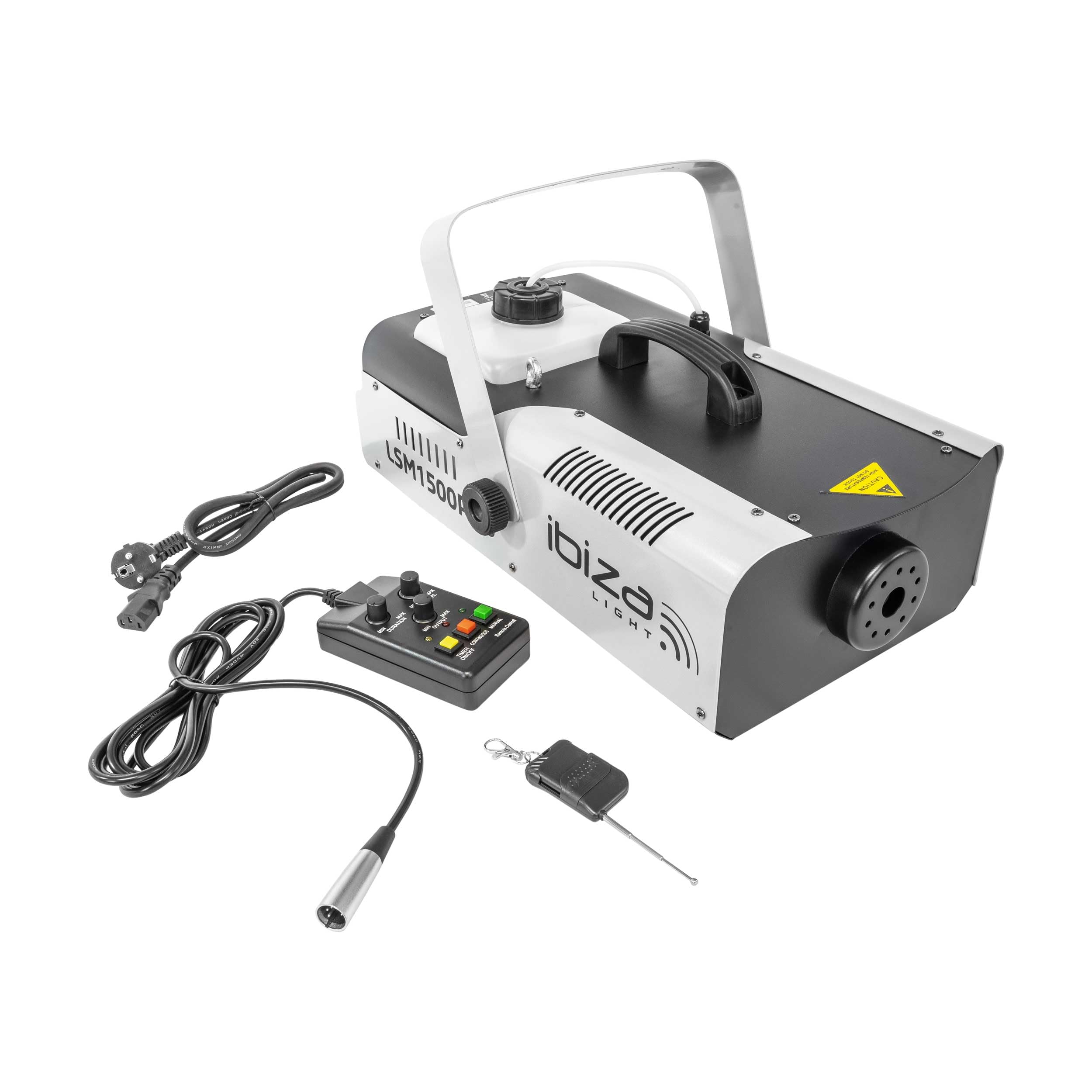 Ibiza - LSM1500PRO - Macchina della nebbia professionale da 1500W programmabile con DMX e telecomando - Nero