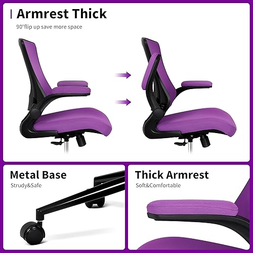 Miniatura 6 de Misolant Silla de oficina alta, silla de dibujo para escritorio de pie, silla de oficina alta con soporte lumbar ajustable, brazo abatible y anillo