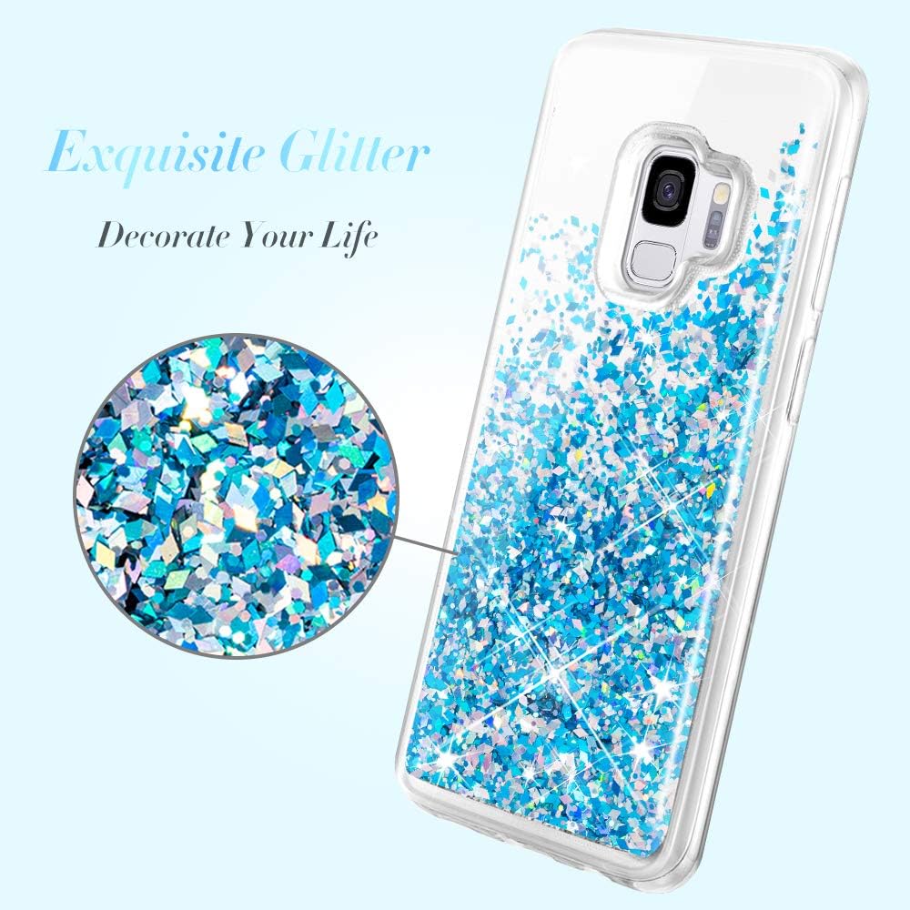 Caka Galaxy S9 Case, Galaxy S9 Glitter Case Liquid Series Luxury Fashion Bling Flowing Liquid Floating Sparkle Glitter Soft TPU Case for Samsung Galaxy S9 (Blue)