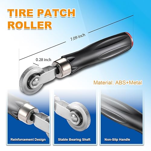 Miniatura 3 de 90 parches de neumáticos de 1.260 in1.654 in2.283 in con rodillo de parche de neumáticos, kit de reparación de parches de tubo, kit de parche de