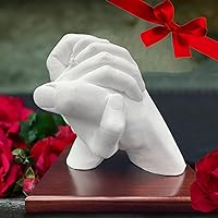 Vista 6 de Kit de fundición de mano para parejas Kit de molde de mano de recuerdo para parejas para actividades navideñas, con base y soporte de tarjetas