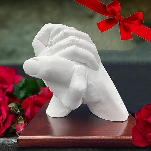 Miniatura 6 de Kit de fundición de mano para parejas  Kit de molde de mano de recuerdo para parejas para actividades navideñas, con base y soporte de tarjetas para