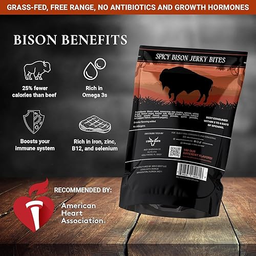 Miniatura 5 de L'CHAIM MEATS - Ruleta picante Kosher Bison Jerky, totalmente natural Glatt orgánico Kosher Carne Bison OU delicioso sabor, sin antibióticos ni