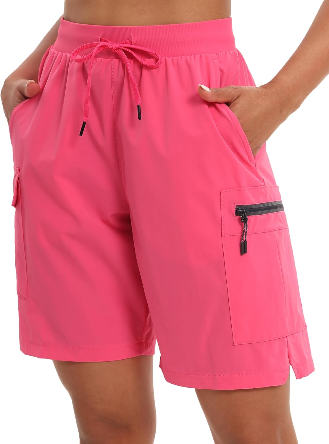 Oalka Women’s Hiking Shorts Lightweight Zipper Pockets Cargo