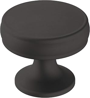 Amerock | Cabinet Knob | Matte Black | 1-1/4 inch (32 mm) Diameter | Renown | 1 Pack | Drawer Knob | Cabinet Hardware