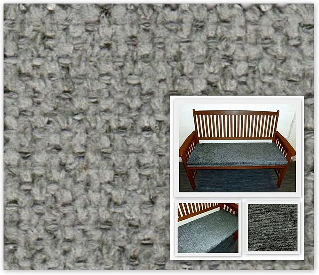 Zippy 2 seater Bench Cushion - GREY CHENILLE - Size 112cm x 44cm - Garden Furniture Bench Pad - Washable