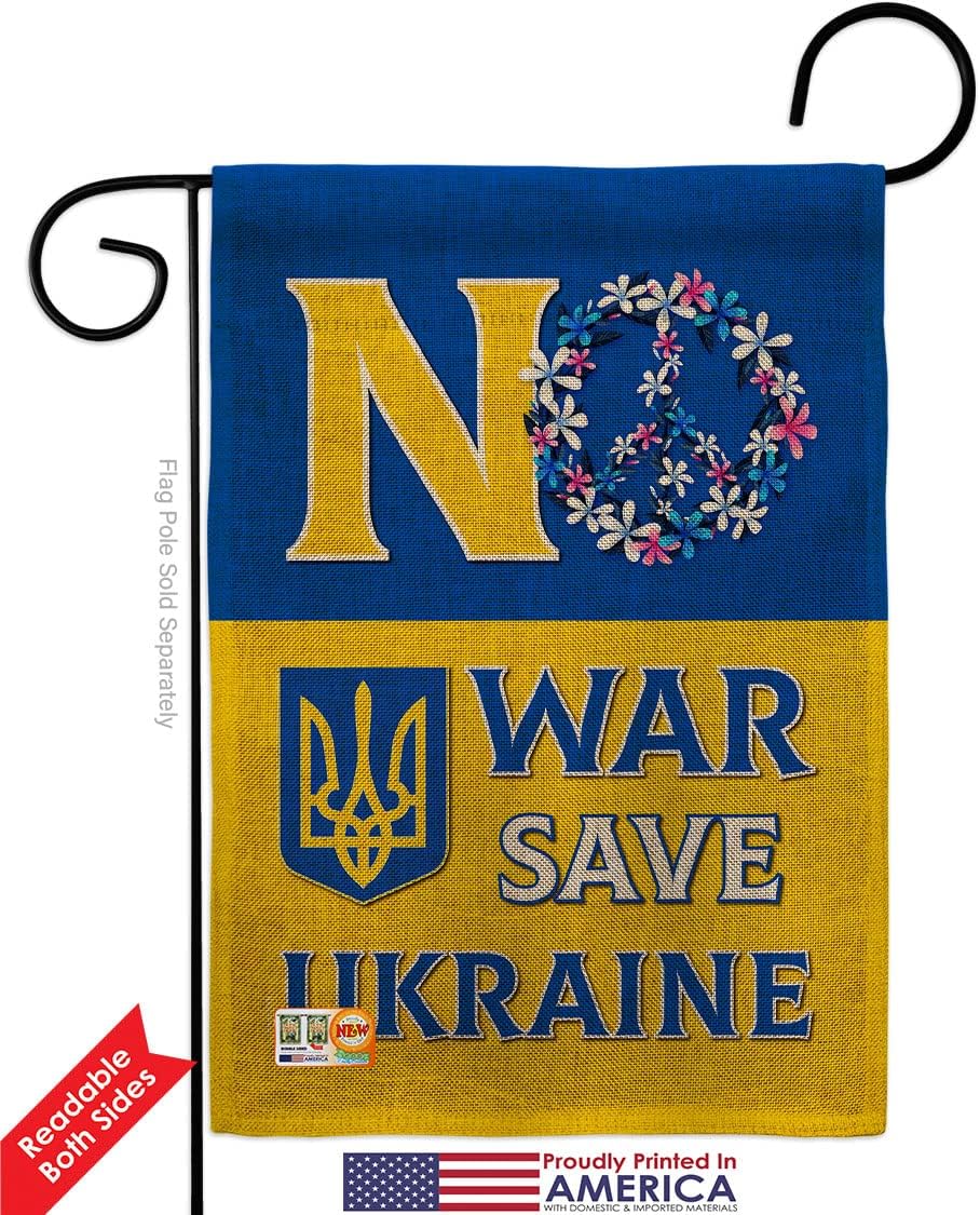 No War, Save Ukraine Burlap Garden Flag Support Cause BLM Anti Racism Justice Revolution Movement Equality Social Small Decorative Gift Yard House Banner Double-Sided Made In USA 13 X 18.5