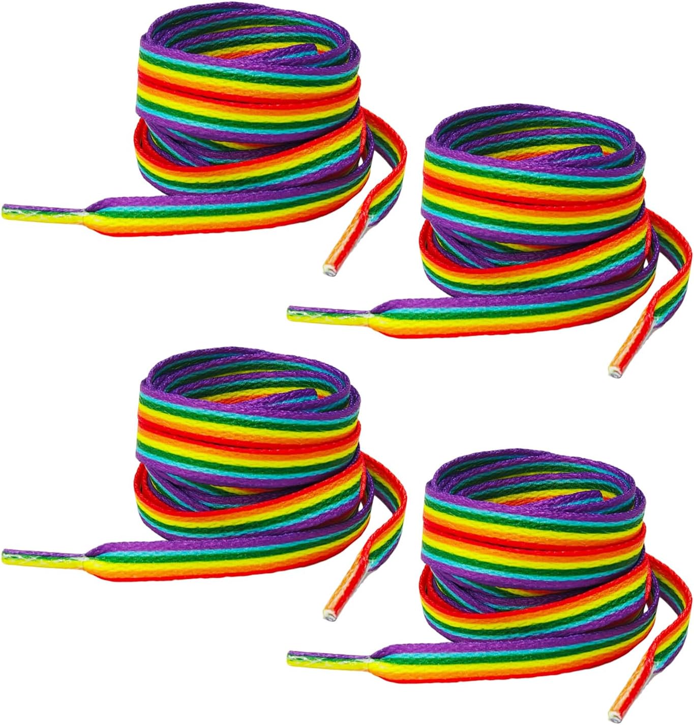 2 Pairs Six-Color Rainbow Shoelaces for Sports Shoes, Colorful Long Laces (140cm)