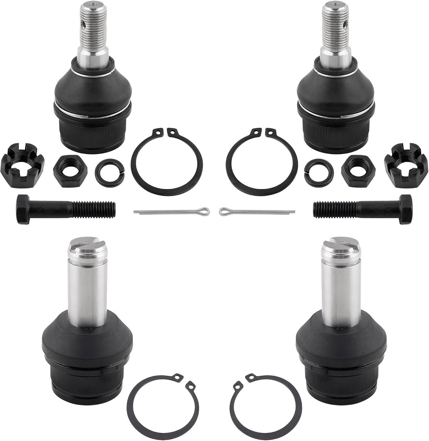 BOXI 4pc Front Upper Lower Ball Joints Fit for Ford Bronco II 1990/Explorer 1991-1993/Ranger 1990-1993 / for Mazda Navajo 1991-1993 / FITS 4WD Models with Dana 35 AXLE ONLY / K8563 K8546