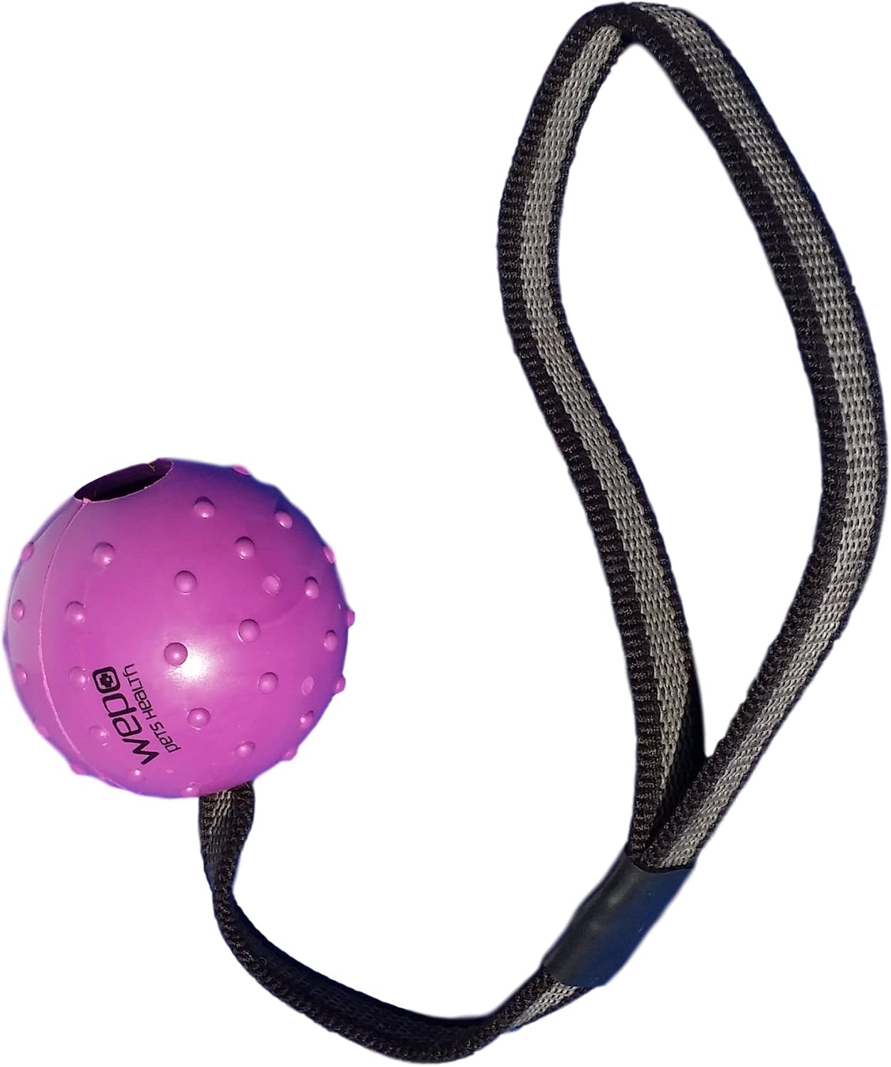Wepo, dog toy, natural rubber ball with rope, lightweight spinner ball, ideal for puppy dog toy on a rope, 7 cm