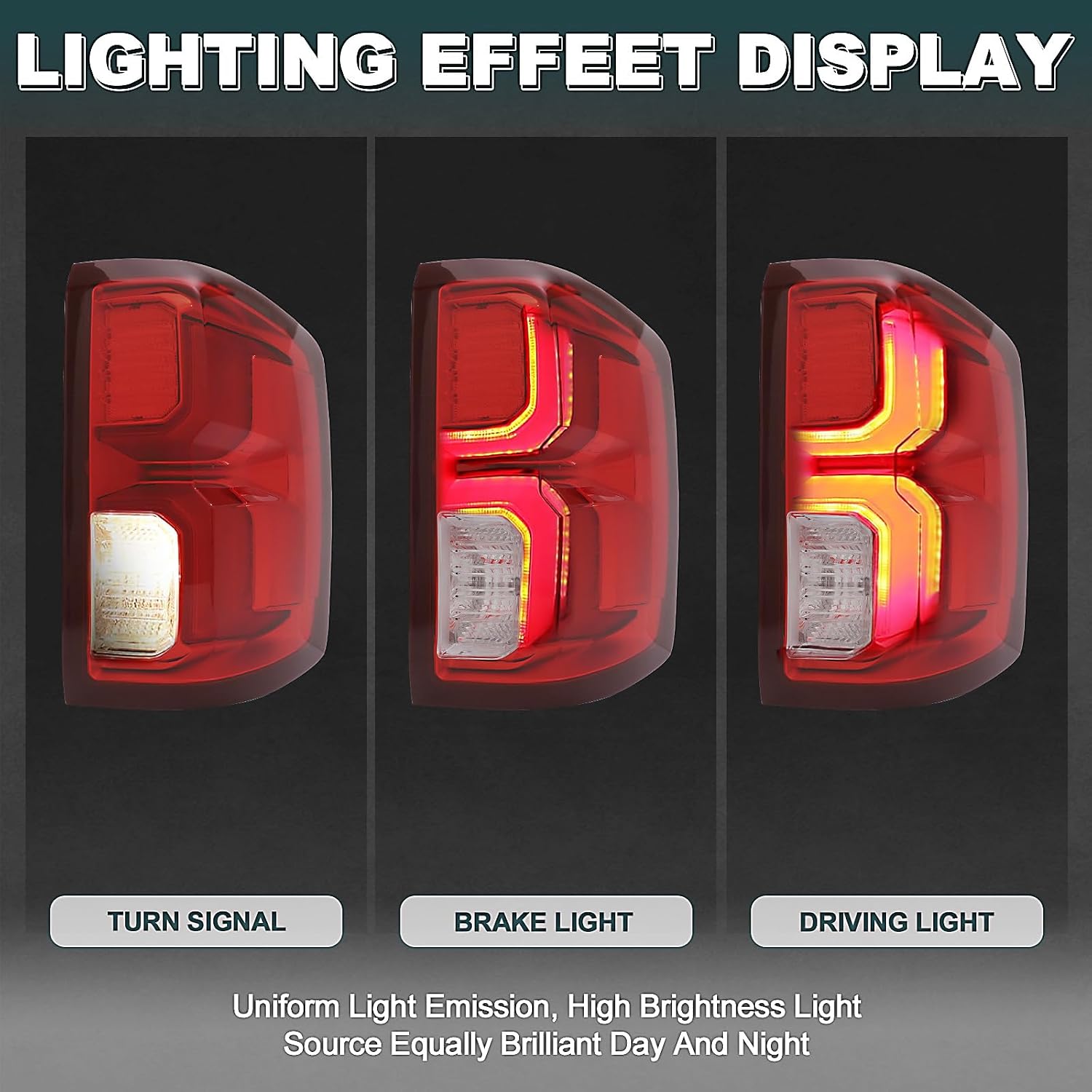 LED Type Tail Light without Blind Spot Monitor Right Driver's Side for 2016-2018 Chevrolet Silverado 1500, Replacement 84288719 GM2801294