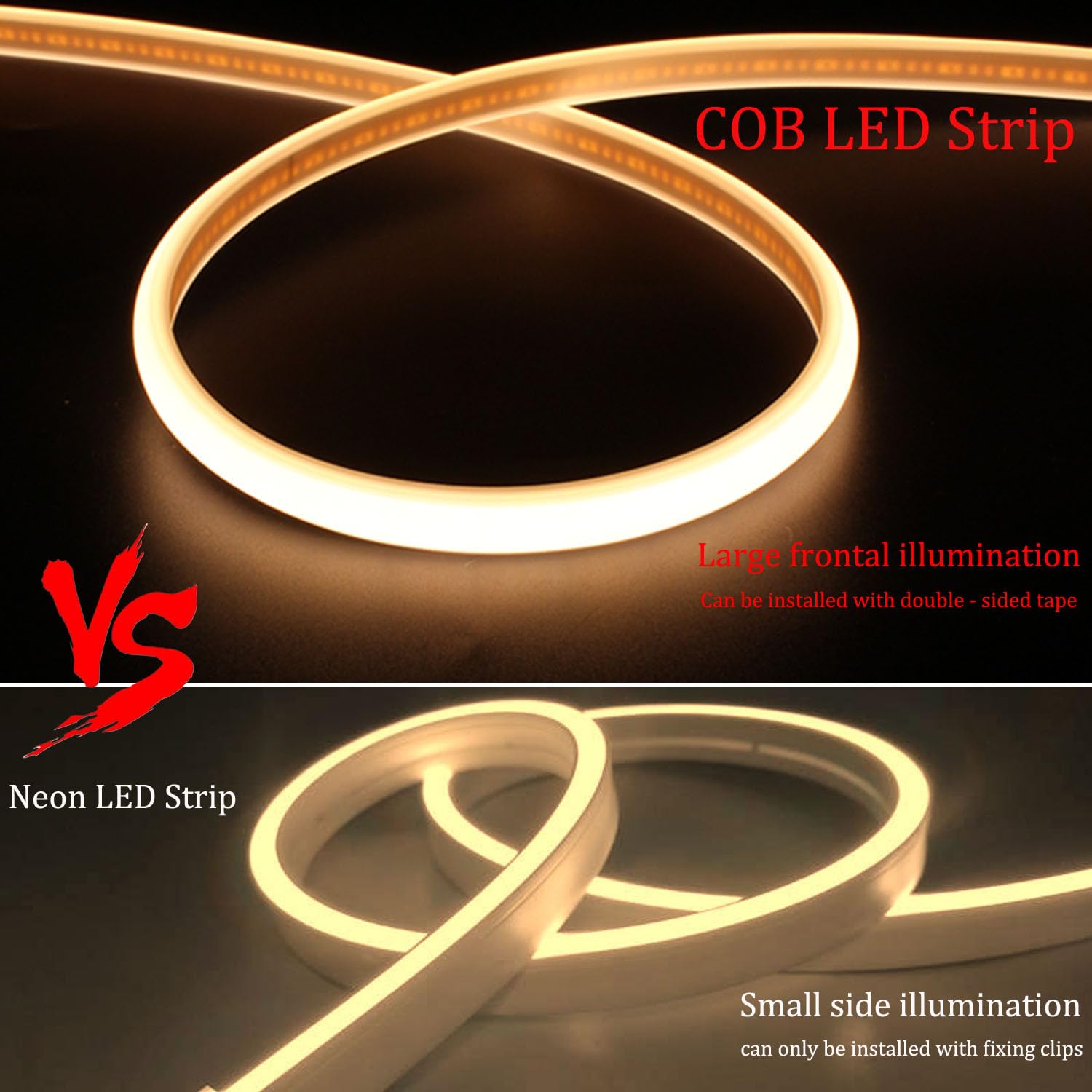Nastro LED COB 220 V, 5 m, nastro flessibile fai da te, striscia luminosa IP65, impermeabile, striscia LED 3000 K, 5 m, bianco caldo