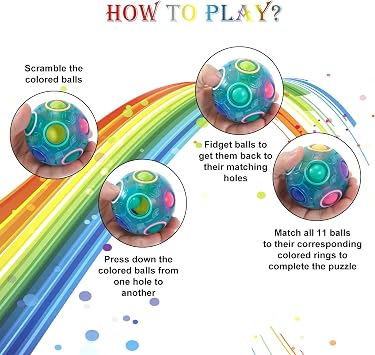 ROXENDA Magic Ball Rainbow Ball, Skill Game Puzzle Ball - Brain Teaser & Stress Ball for Children and Adults (Ocean)