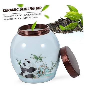 Amazon｜CIYODO パンダ茶葉缶 茶葉保存容器 磁器の茶缶 中国の