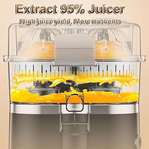 Miniatura 2 de Exprimidor eléctrico, máquinas exprimidoras de prensa en frío, máquina de jugo de cítricos gemelos de 16.9 fl oz con motor de 18000 rpm, para
