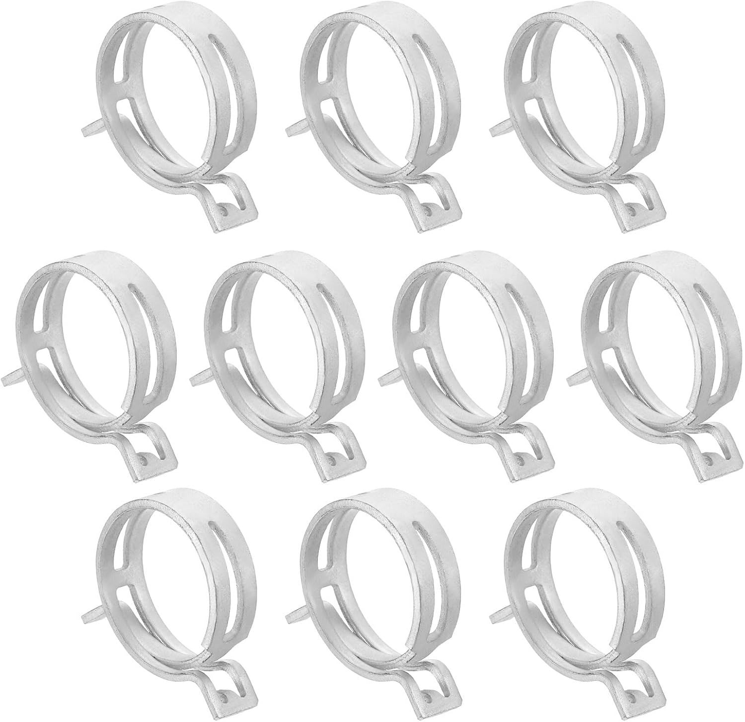 10pcs Spring Clips for Fuel/Silicona Vacuum, 37 mm Low Pressure Hose Clamps for Car Water Oil Pipes, Silver