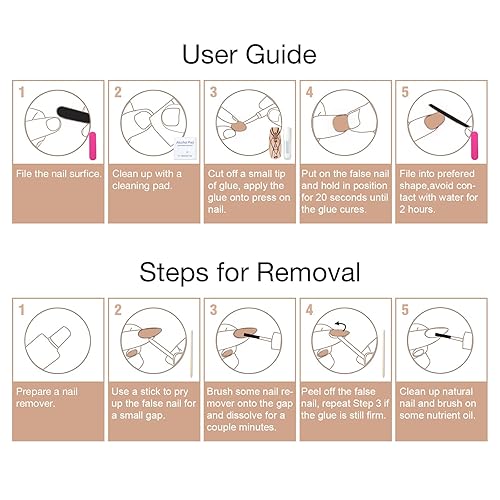 Miniatura 6 de Juego de manicura de uñas francesas acrílicas, reutilizable, 12 tamaños, kit de 24 uñas