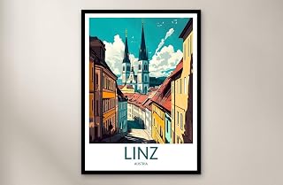 VUVUKU Linz Austria Travel Poster Vintage-Style Wall Art Print – European Cityscape for Home, Office & Living Room Decor, Gift for Travelers