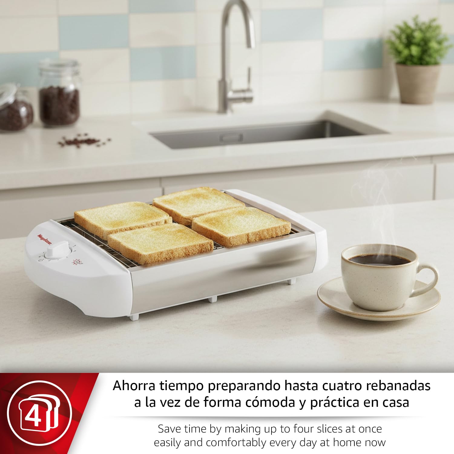 Magefesa SUN UP-Tostapane orizzontale 600 W, colore: bianco