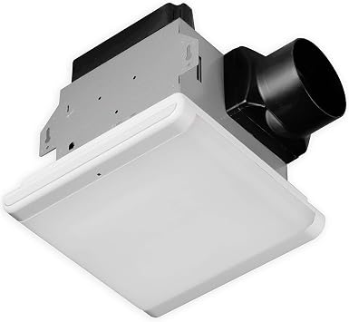 Homewerks 7146-80-MS Bathroom Fan Integrated Dimmable LED Light Humidity Sensor Exhaust Ventilation 1.5 Sones 80 CFM, Smart Motion White