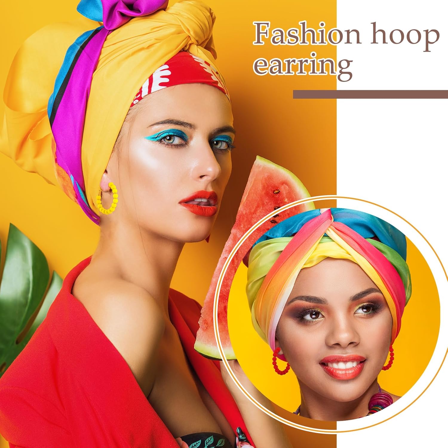 Inbagi 20 Pairs Beaded Hoop Earrings for Women Bohemian Bead Earrings Mixed Color Dangle Earrings for Girls (1.37 Inch)