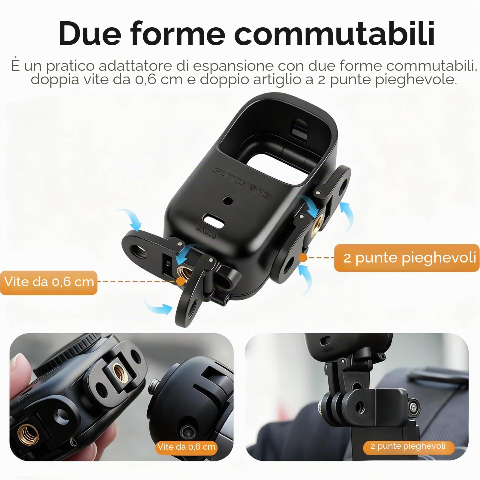 Telaio protettivo Gabbia Plastica per DJI Osmo Nano, Verticale-Orizzontale Adattatore Supporto Espansione Staffa Accessori per DJI Osmo Nano per treppiede/bastone selfie/zaino bicicletta clip