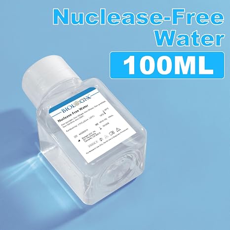 Ultra Pure Water, Nuclease Free Water Molecular Biology Grade, Sterilization, DNase, RNase, Protease, Endotoxins (Pyrogen) Free, PCR/RT-PCR Certified, 100ml/Bottle, 10 Bottles/Case