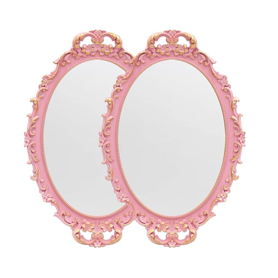 Amazon.co.jp: 2パック - ヴィンテージ装飾ピンクフレームミラー