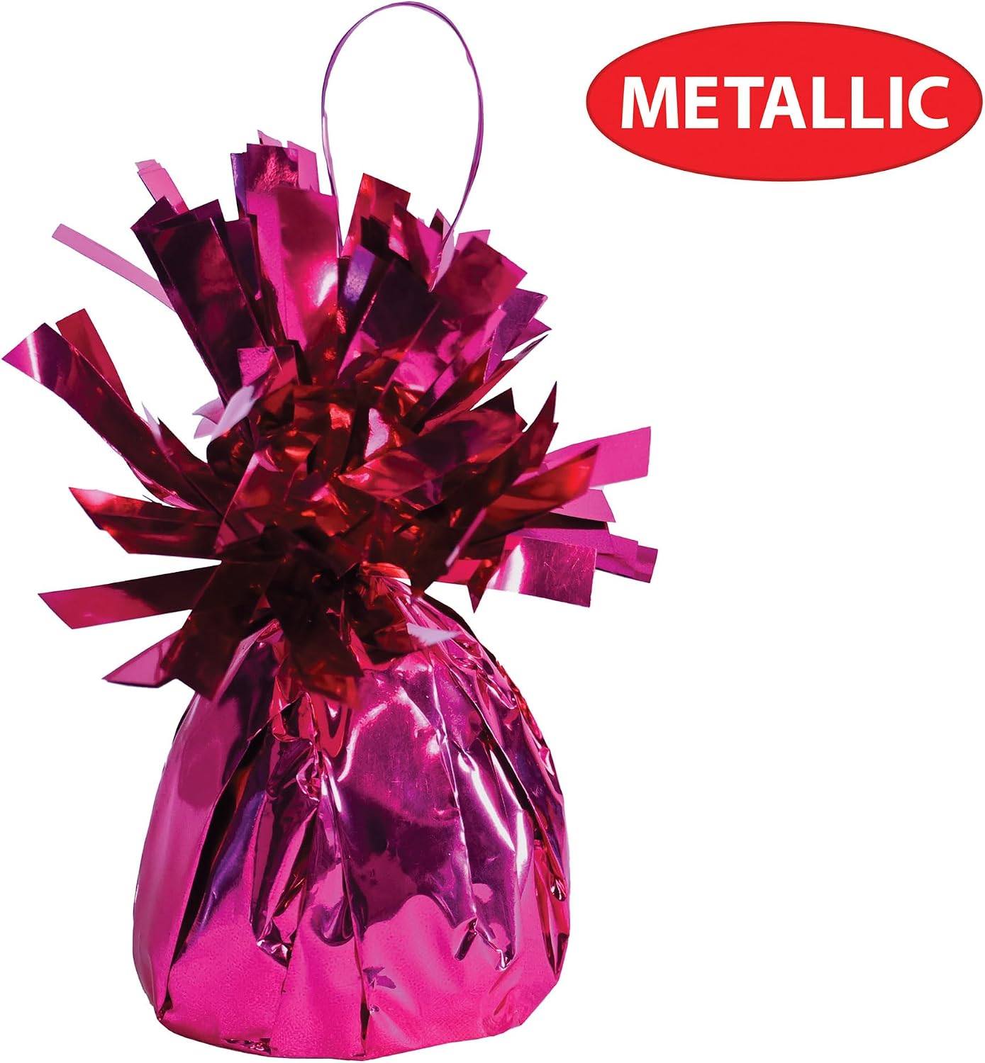 Beistle Metallic Wrapped Balloon Weight – 6 Pack, Cerise Pink Balloon Centerpiece Bouquet Holders, Party Decoration Accessories for Baby Showers, Birthday Parties, and Valentine’s Celebrations, 6 Oz