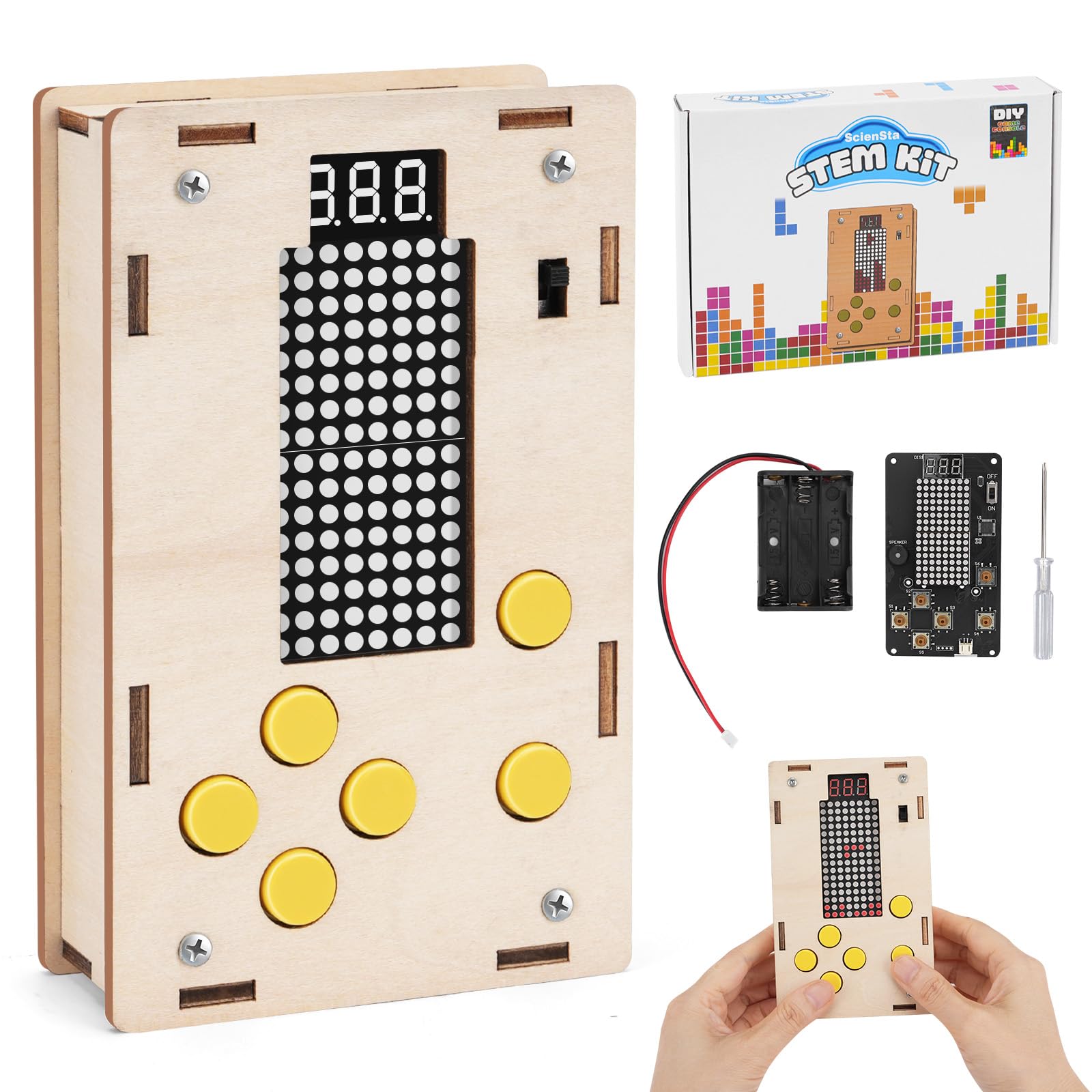 ScienSta Easy-to-assemble Game Console, Science Educational Building Crafts，STEM Projects for Kids Ages 8-12,Gifts for Boys 6-12