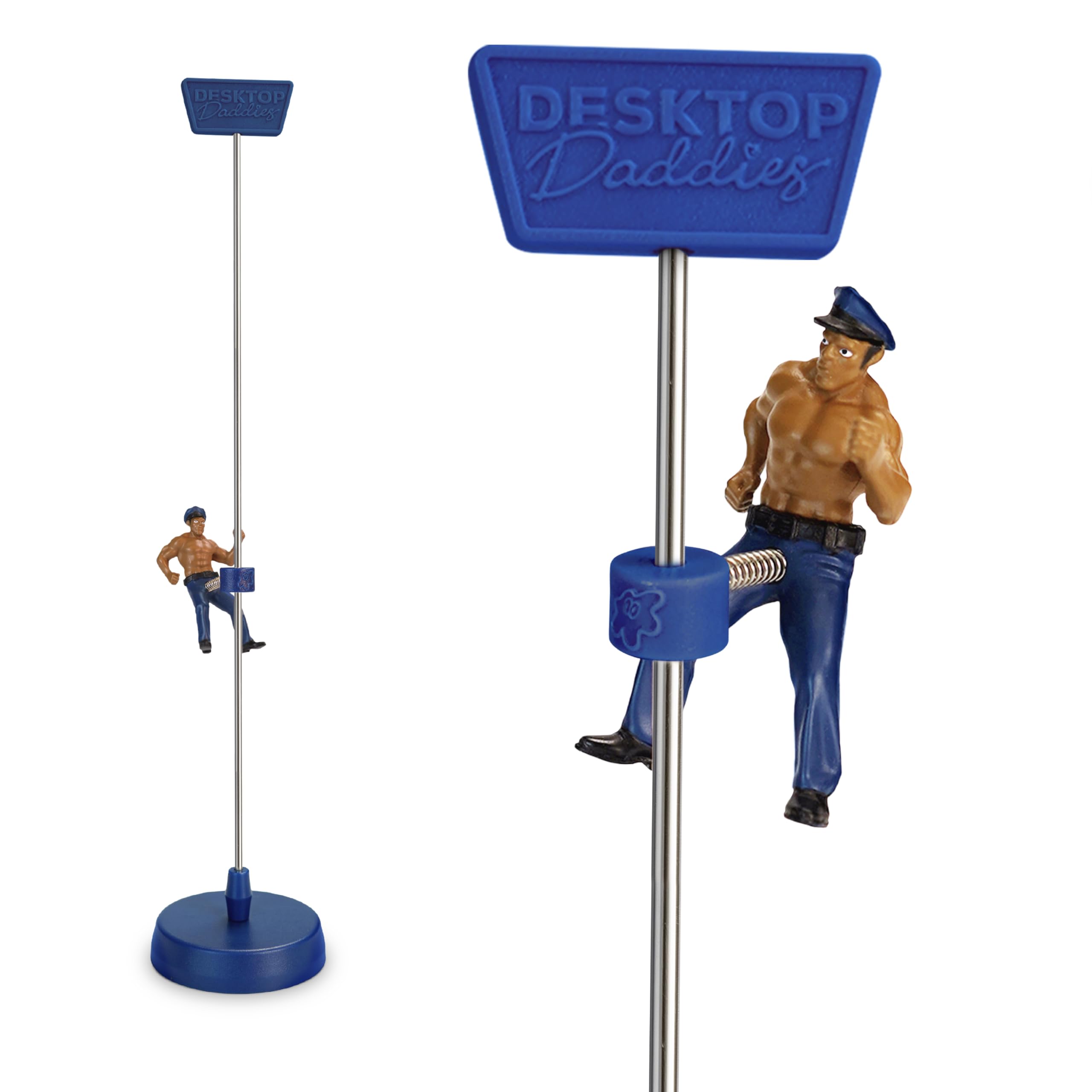 Bubblegum Stuff - Desktop Daddies Calvin the Cop Funny Fidget Toy for Co-Workers and Secret Santas, Adult Woodpecker Gift that’s (Just) Safe for Work