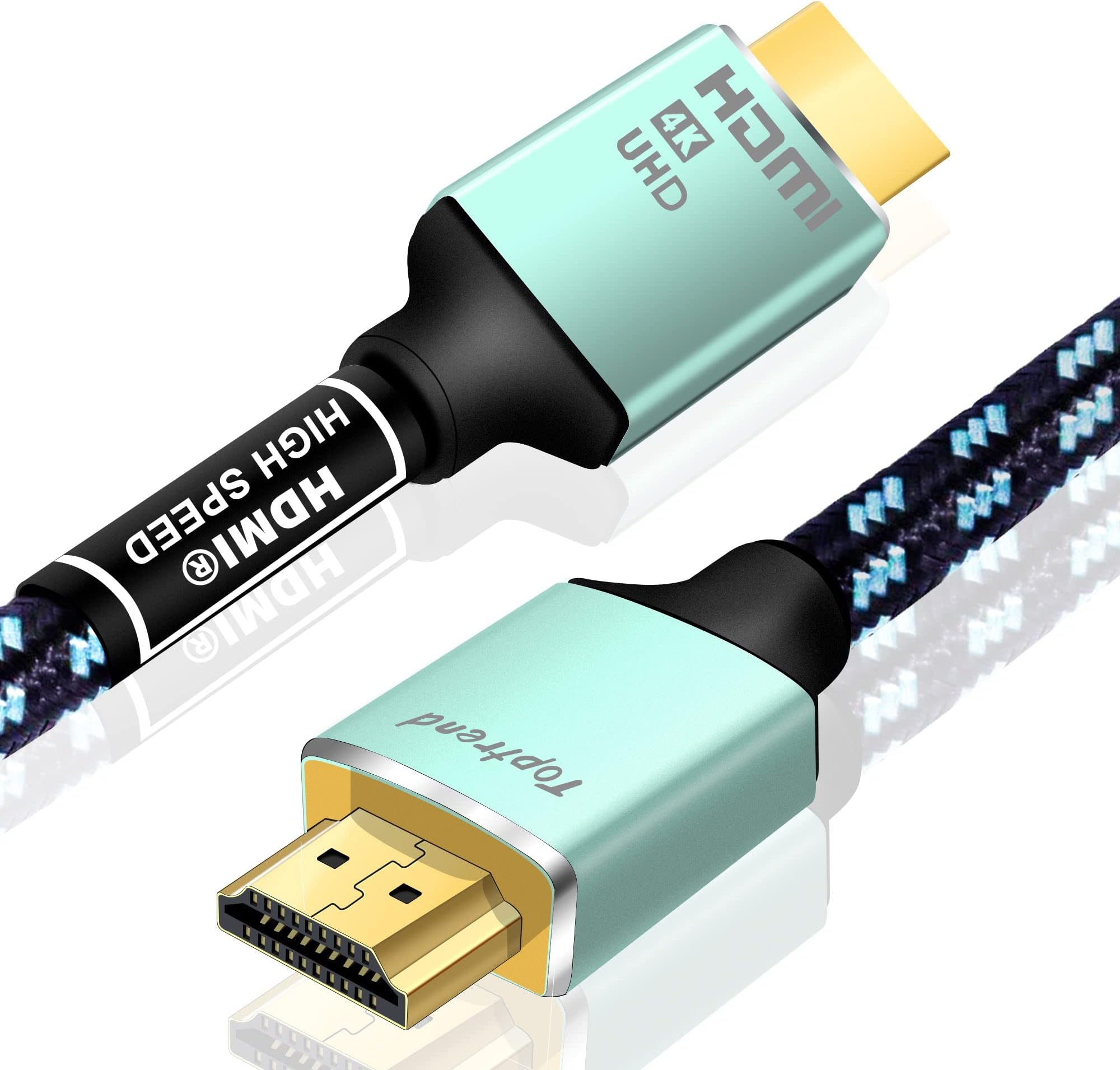 Toptrend4K HDMI 2.0 Cables 6ft 24Gbps Premium HDMI Cable Certification, Copper Plug, Aluminum Alloy Shell, CL3 Standard (Flame Retardant Material), Three Layers Shield,4K@60Hz 2K@144Hz