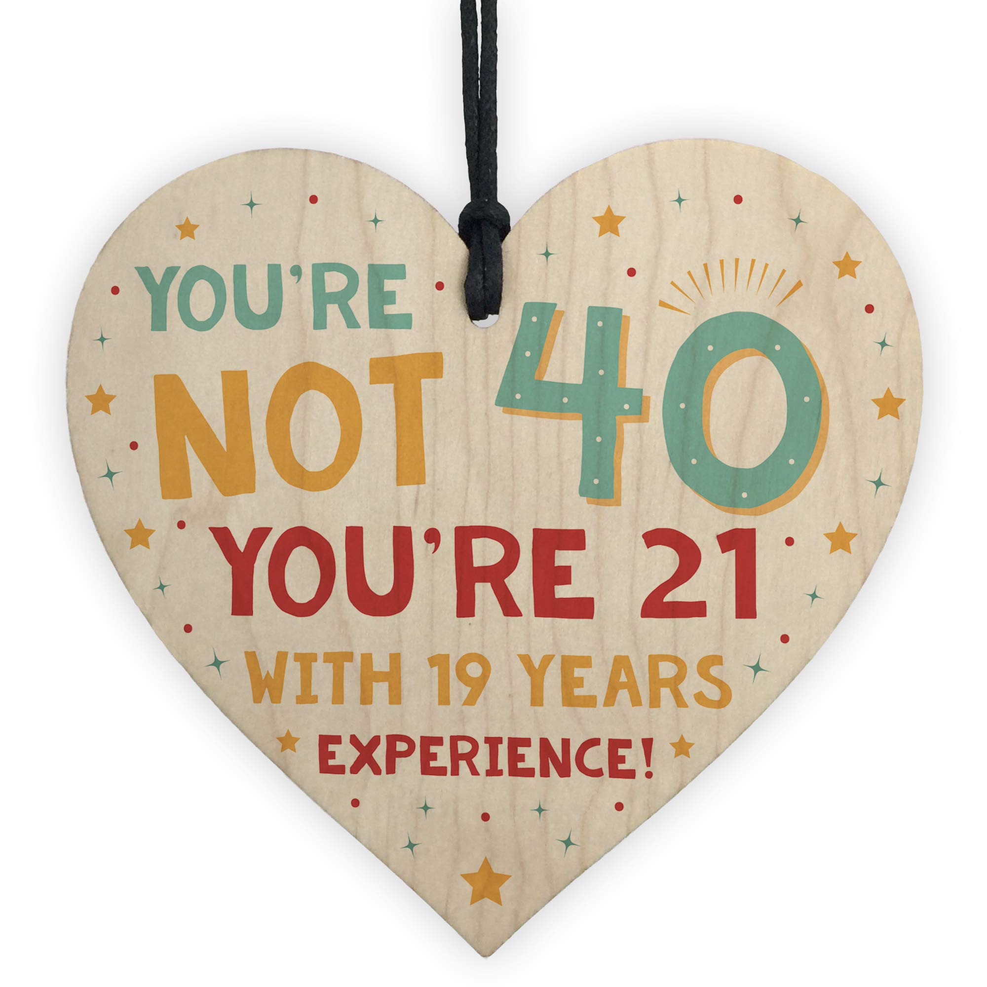 Red Ocean 40th Birthday Gift Wooden Heart 40th Decoration 40 Forty Today Sign Gift For Friend