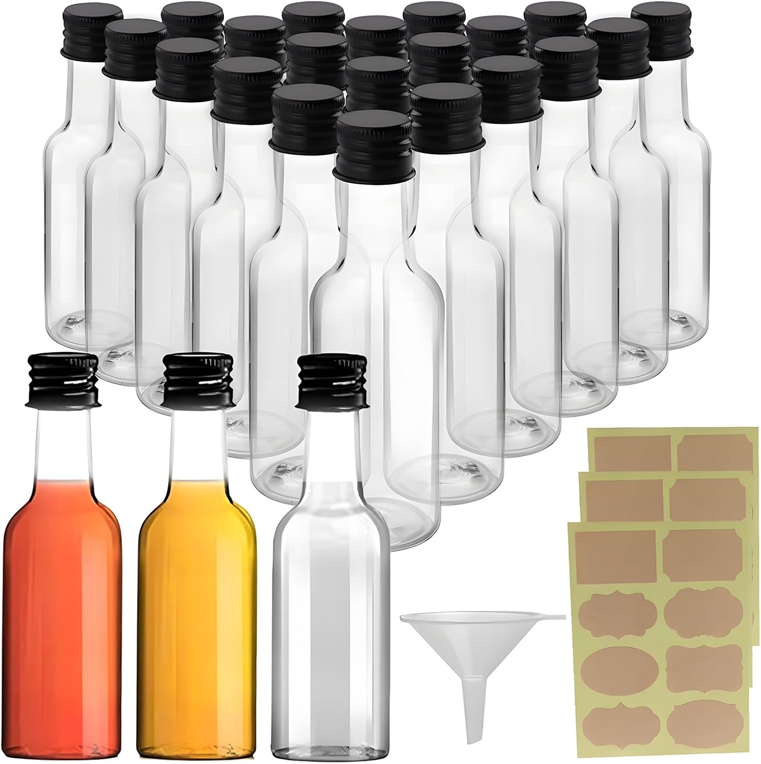 wordmouk 24 Pack Mini Liquor Bottles 50ml/1.7oz Miniature Alcohol