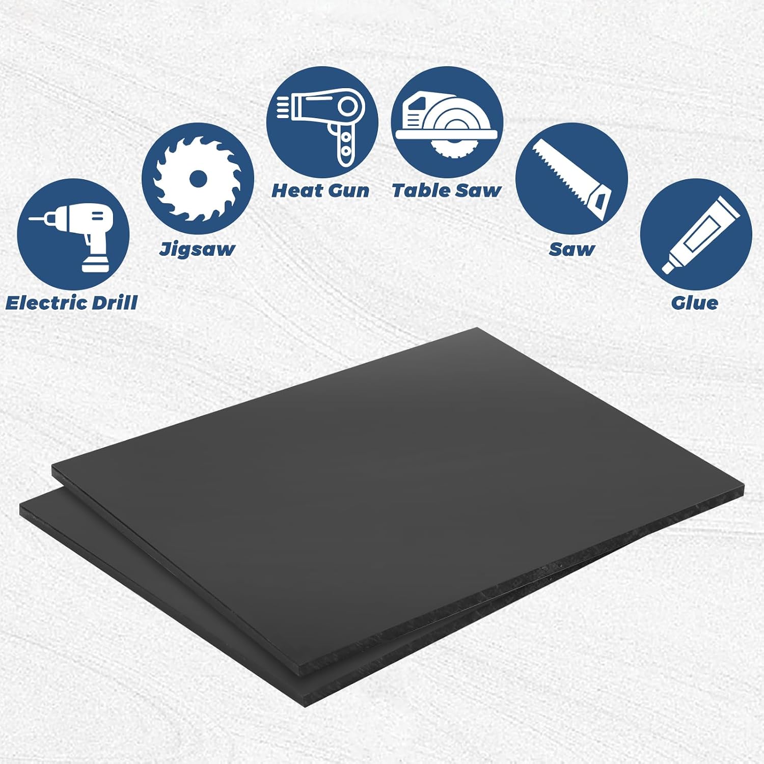 2 Pack 12" X 16" HDPE Plastic Sheet 1/2" Thick High-Density Polyethylene Polyethylene Plastic Block, Black HDPE Sheet,for Machining, Home Improvements, DIY Projects, Engineering