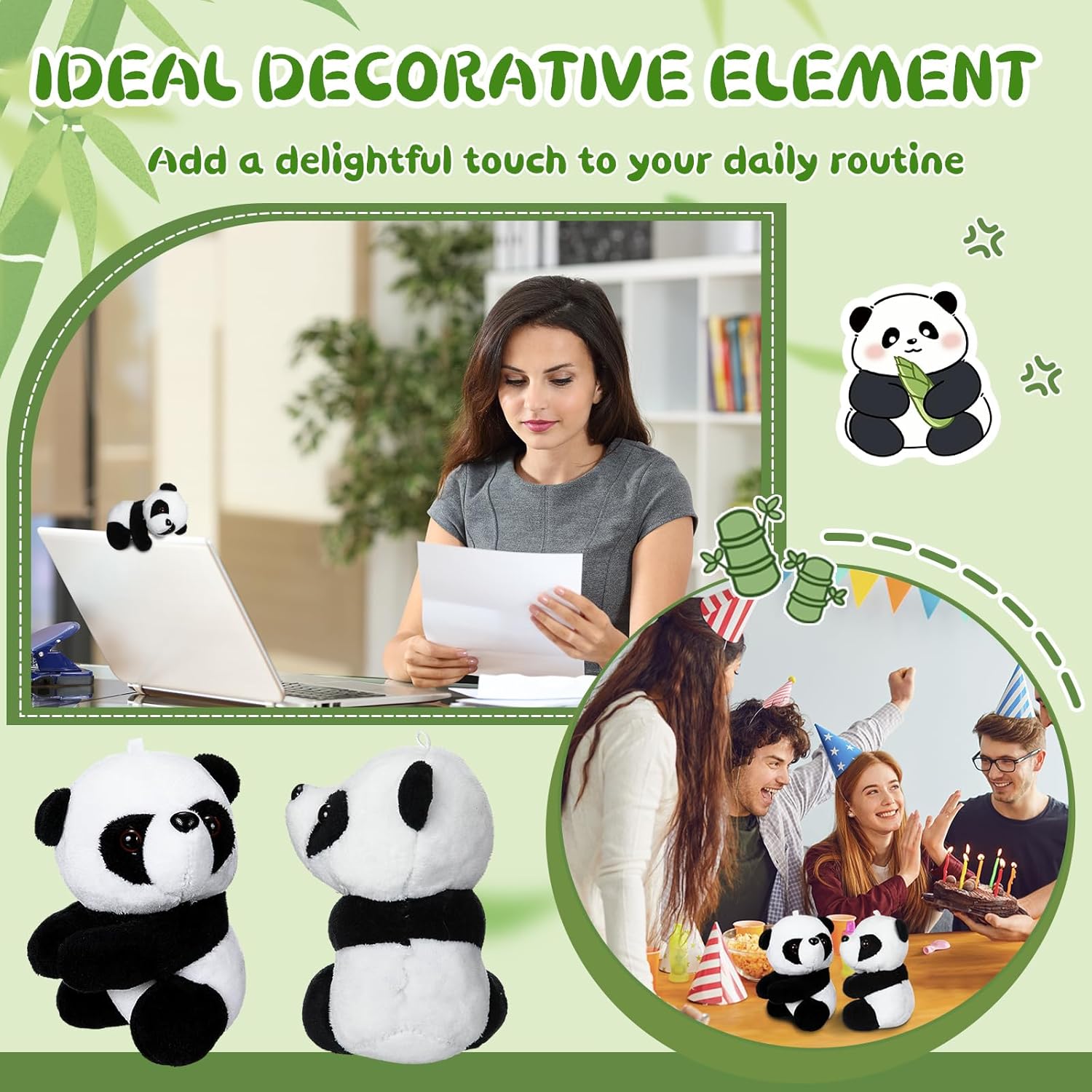 Foilswirl 24 Pcs Panda Party Favors 4 Inch Finger Panda Plush Clips Curtain Holder Stand Note Clip Stand Photo Holder Cute Panda-s Doll Finger Toy for Home Decoration Plant Pots Bonsai Craft