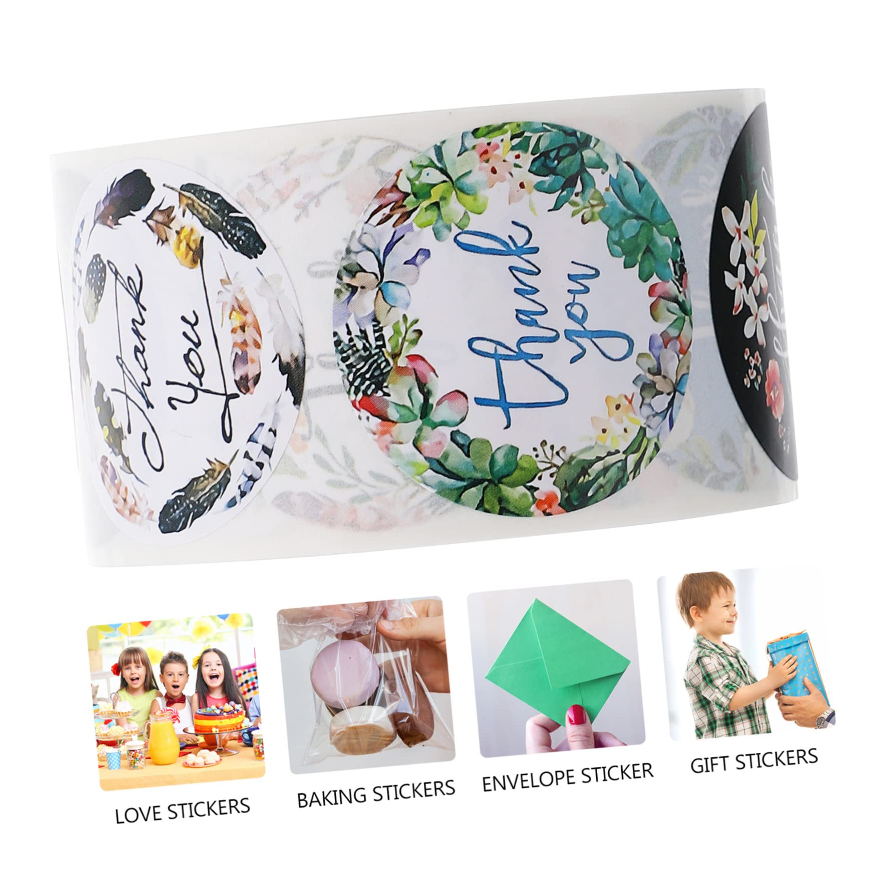 4rotoli Adesivi Ringraziamento Per Sacchetti Confezione Stickers Design Elegante Per Feste e Regali Perfetti Per Decorare e Personalizzare Eventi Speciali