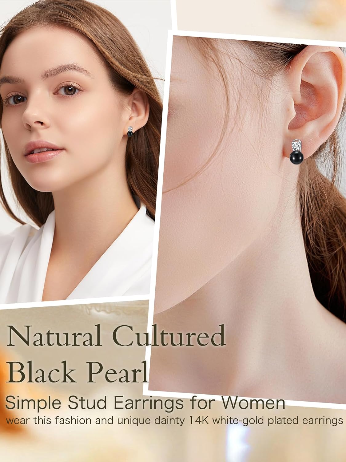 Freshwater Cultured Black Pearl Earrings for Women S925 Sterling Silver Clip On Drop Earrings Anniversary Jewelry Christmas Valentine Mothers Day Birthday Gifts for Women Her Wife