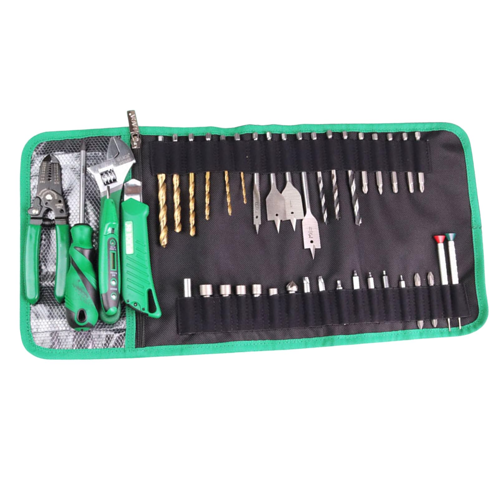 Msioytog Portable Screwdriver Bit Tool Roll Bag With Secure Zippered Mesh Compartment For Technicians And Enthusiasts Tool Organizers