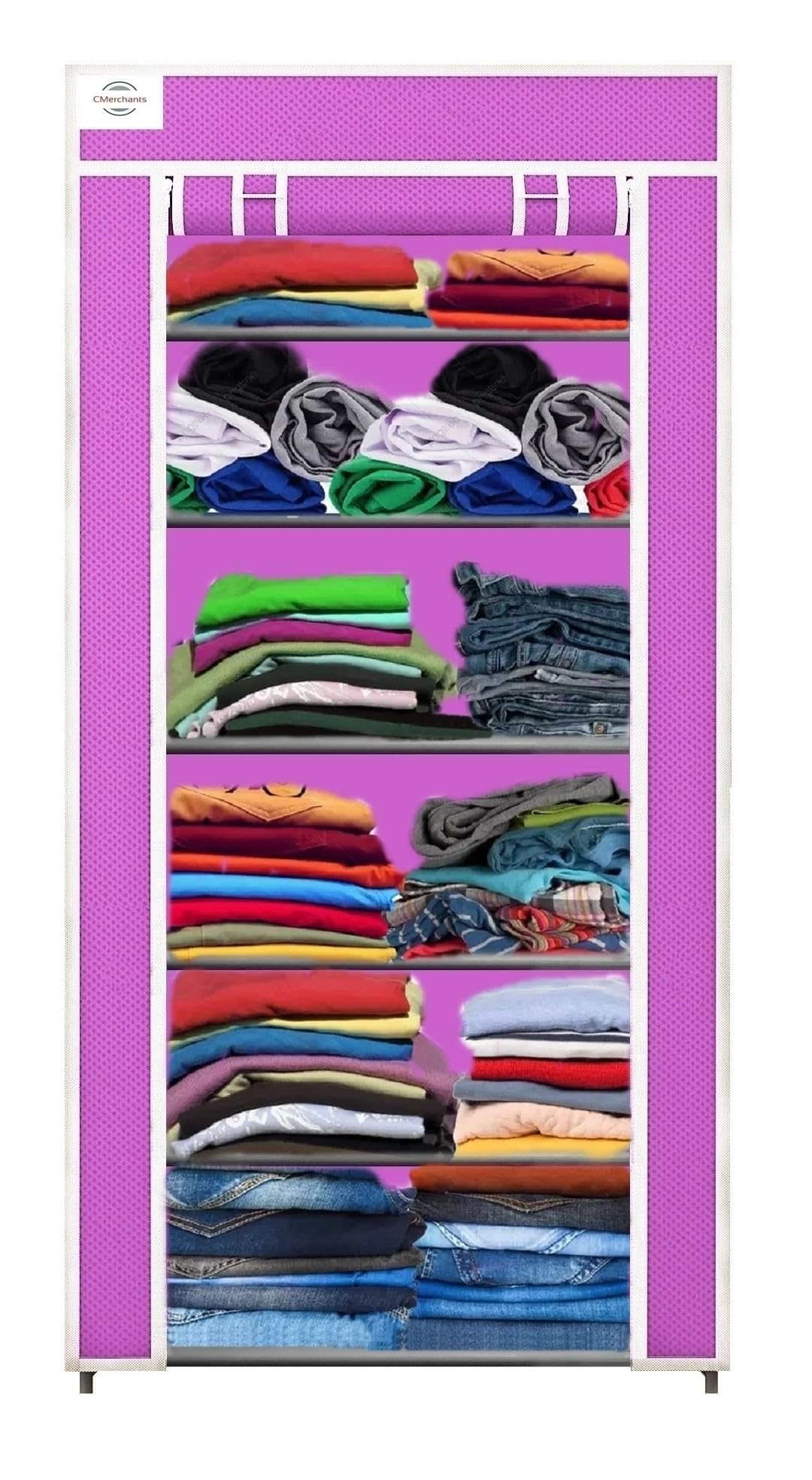 CMerchants Multipurpose Collapsible Organizer with Non Woven Dustproof Zip Cover for Clothes (6 Shelve) (Pink) (B0CGJCXBVN) Amazon Price History, Amazon Price Tracker