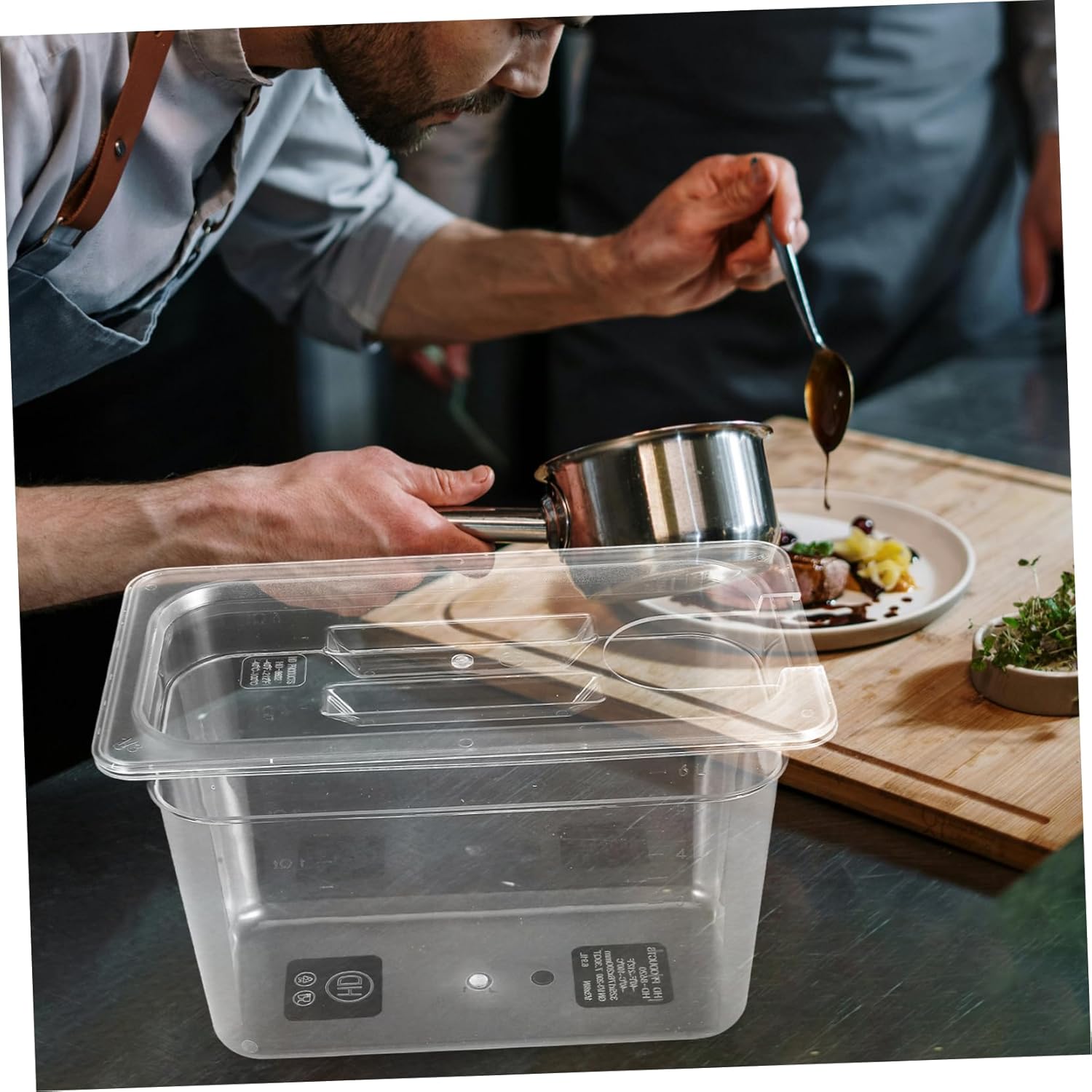 Garneck Sous Vide Cooking Container Transparent Storage Case for Household Slow Cooker Ergonomic Design Minimizes Heat Loss Easy to Clean Long-lasting Use