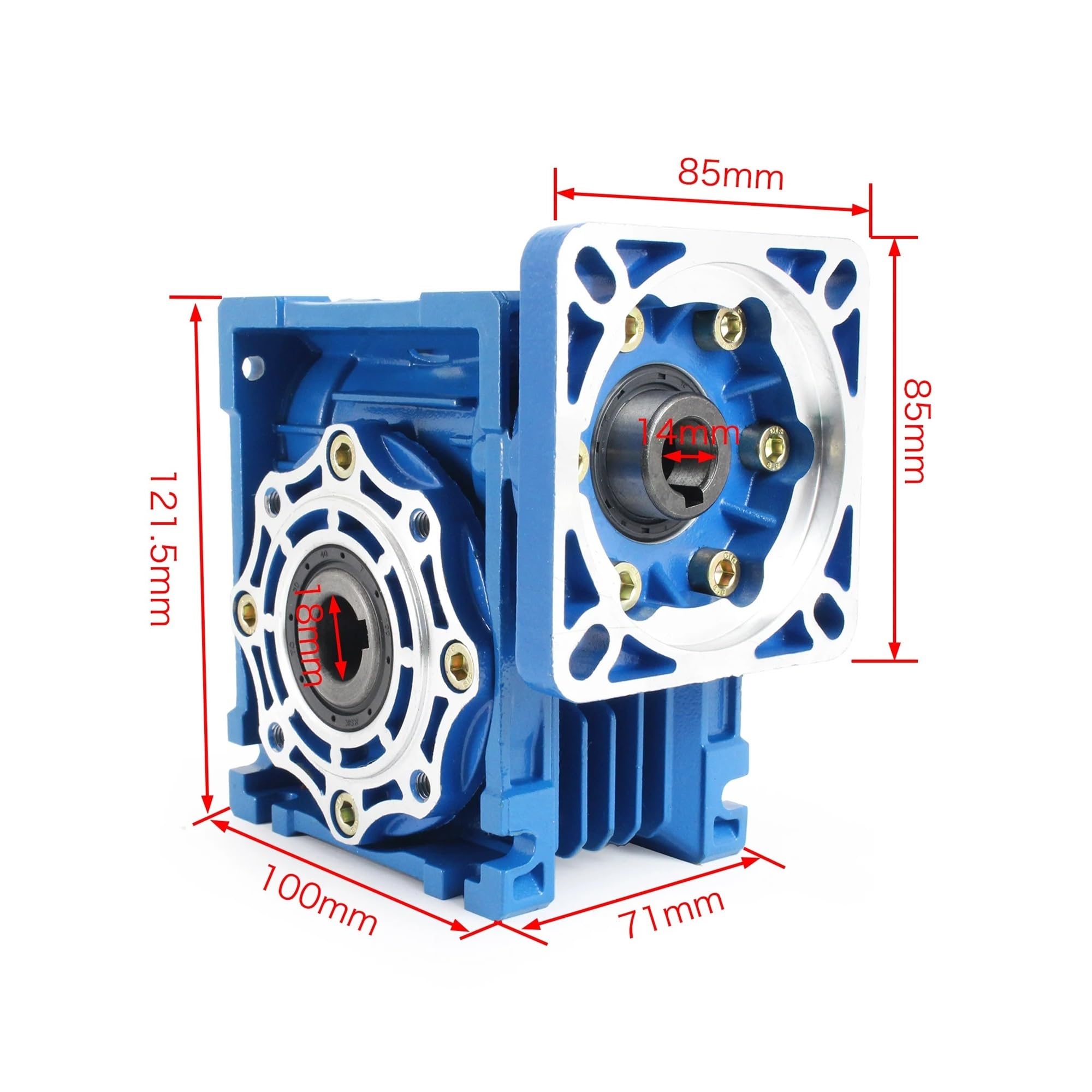 Riduttore NMRV040 quadrato a vite per motore Nema24 Nema34 | Scatola riduttore con alloggiamento in alluminio e rapporti da 5:1 a 100:1 per motore passo-passo(Ratio 100-1,For Nema 24)